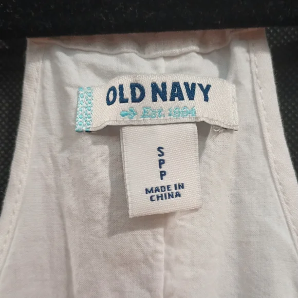 Old Navy White Red and Navy Blue Spaghetti Strap Linen Dress Size S - Picture 9 of 9